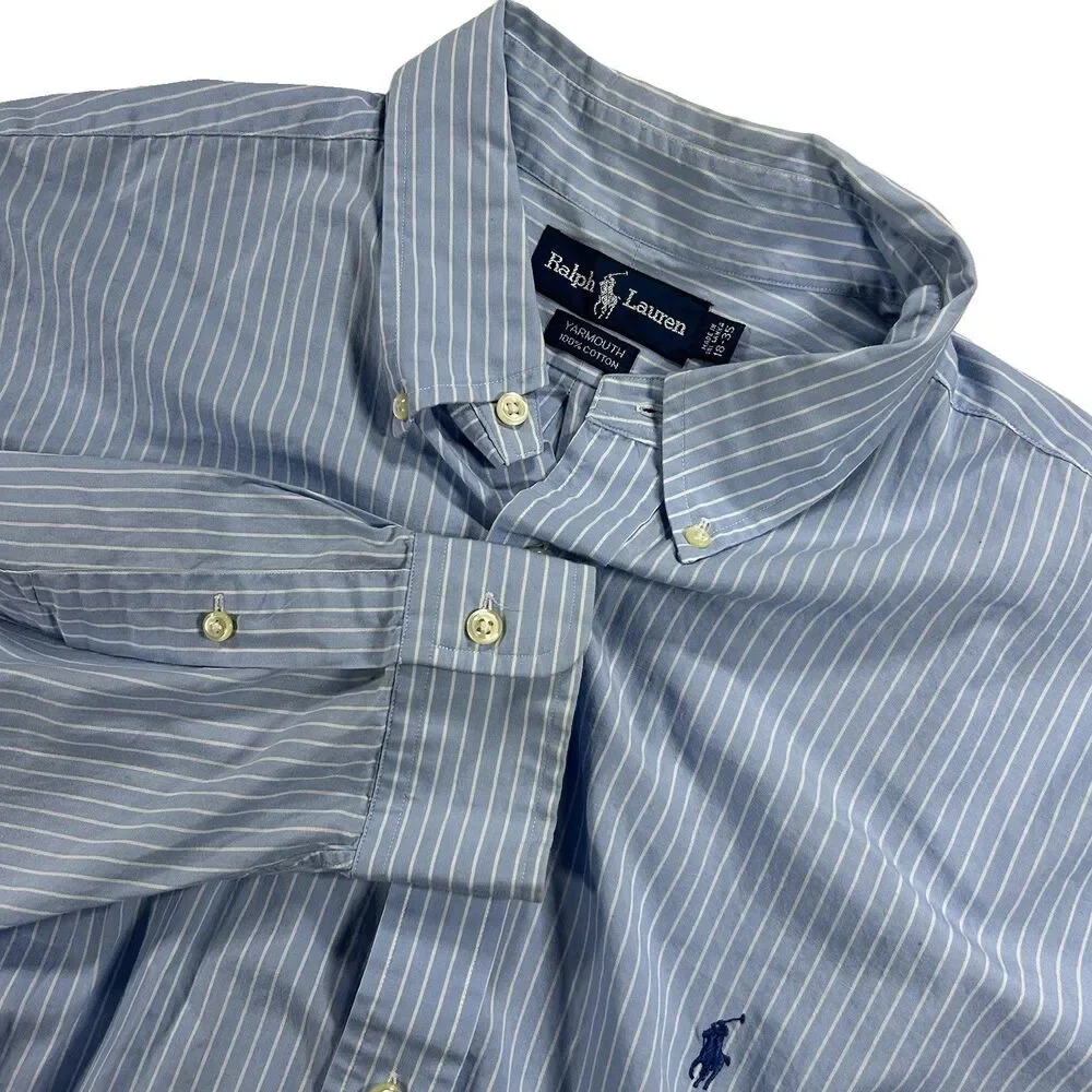 Polo Ralph Lauren Blue Mens Dress Shirt Size 18 35